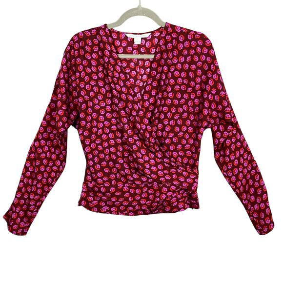 Diane Von Furstenberg Long Sleeves Silk Blouse Top Size 6 - Picture 1 of 11